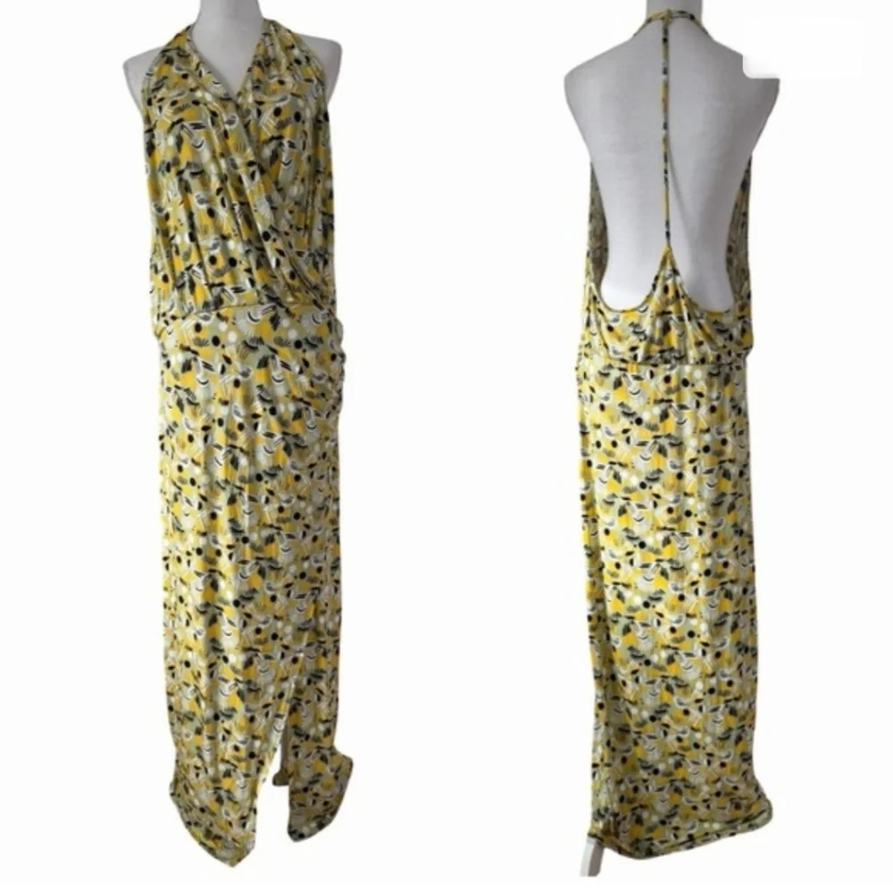 Free People Daria Halter Low Back Wrap Maxi Dress Size S - Picture 4 of 8